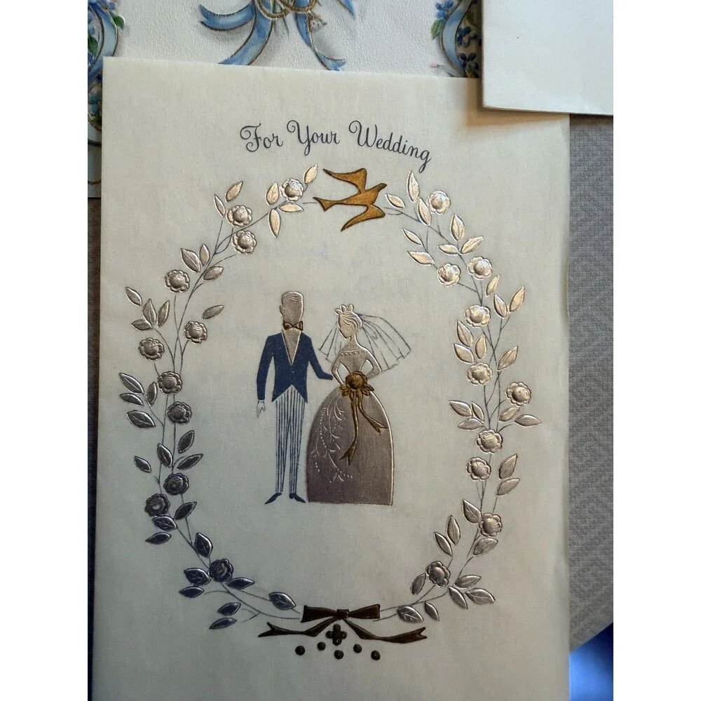 Lot of 33 Vintage Wedding Greeting Cards Used June 1965 Graphic Embossed Glitter